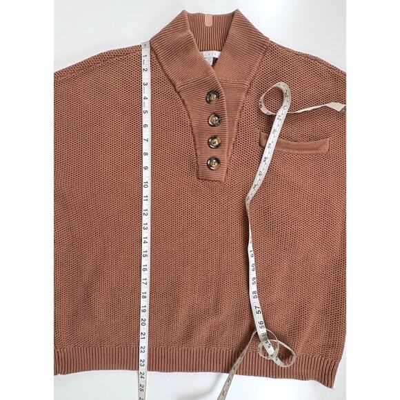 Lunya Cozy Cotton Silk Pocket Henley Pullover Sweater in Humble Brown Medium - Picture 11 of 11